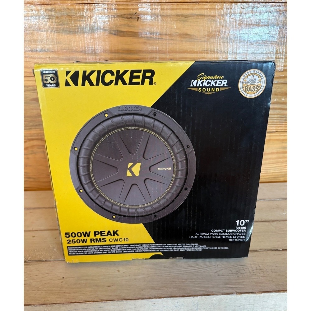 Kicker CompC 10 Inch Subwoofer 500W Peak 250W RMS 4-Ohm SVC CWC10 44CW104 NEW